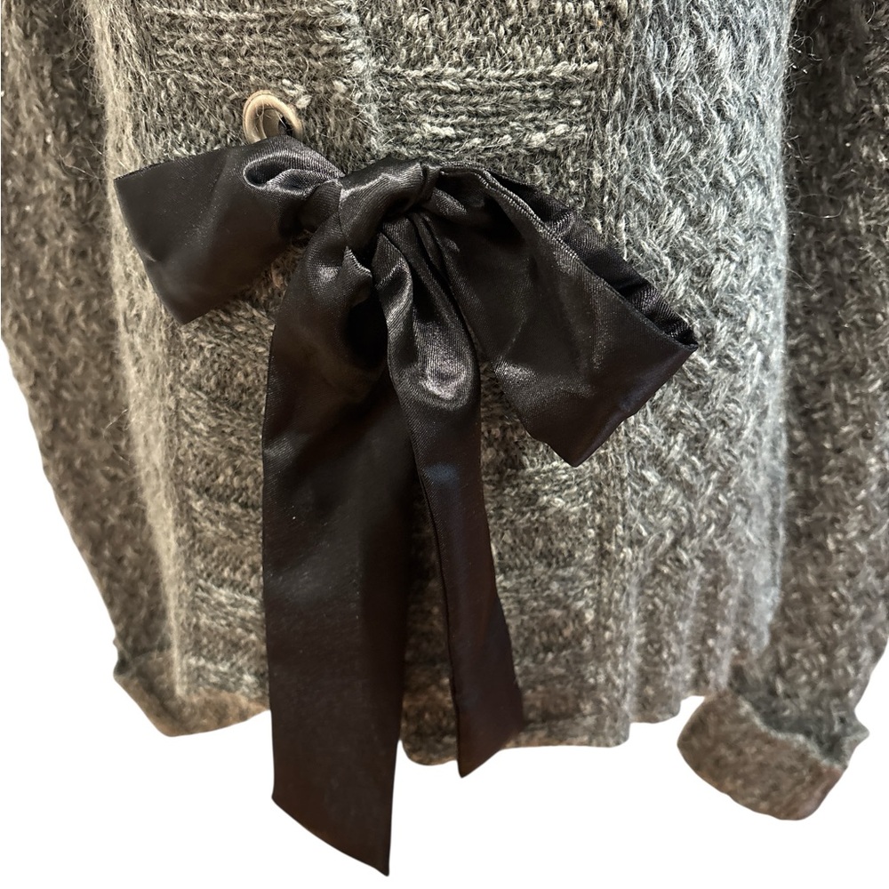 NWT 90s MAC & JAC COTTON BLEND OPEN KNIT SLOUCHY CARDIGAN SATIN BOW CLOSURE XL - Picture 5 of 7
